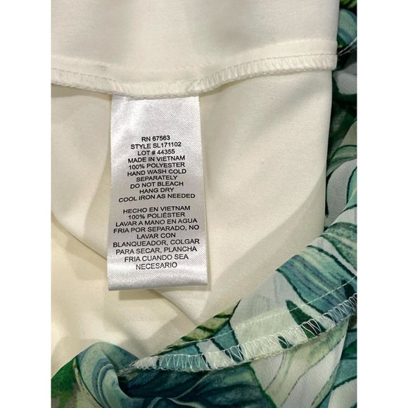 SLNY Women Asymmetrical Sheath Wrap Dress Leaf Print Tie Waist Ruffle Green SZ 6 - Picture 8 of 9